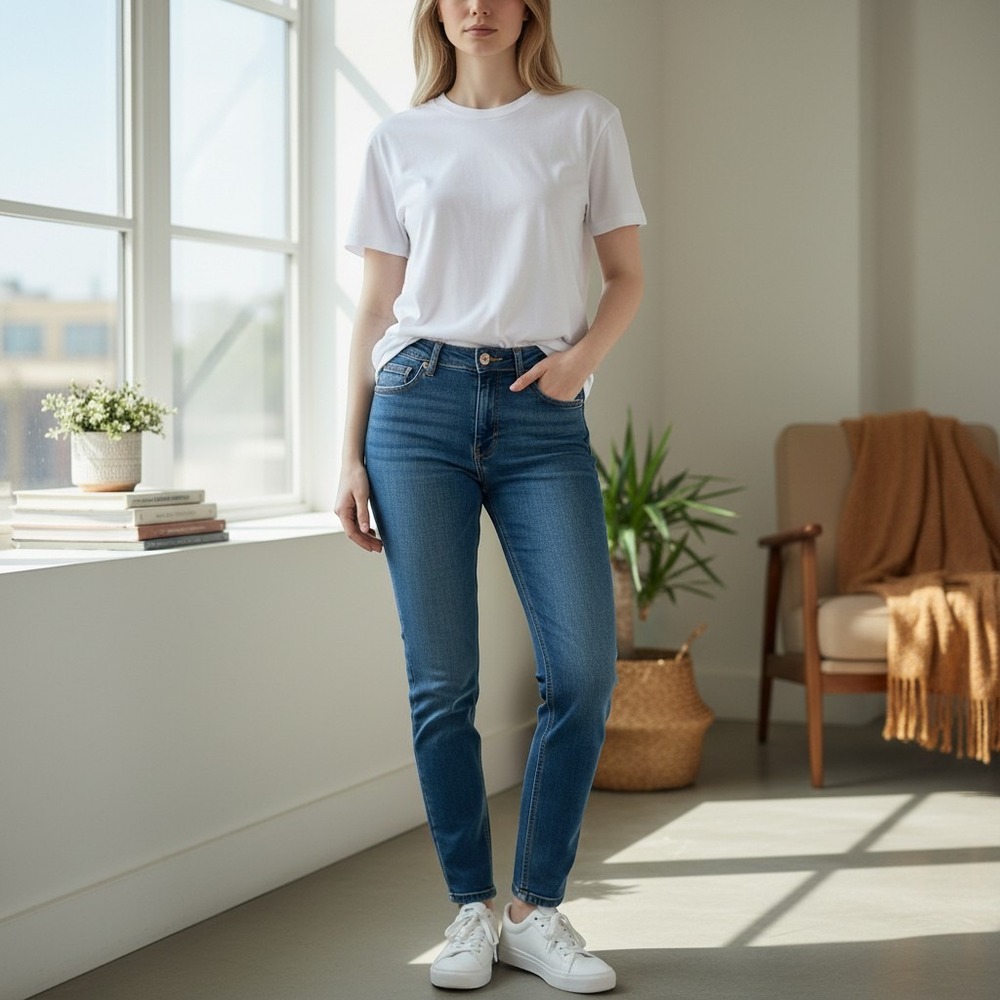 Seven7 Tummyless High Rise Skinny Jeans Avalon Dark Wash MY1975DE Womens 8